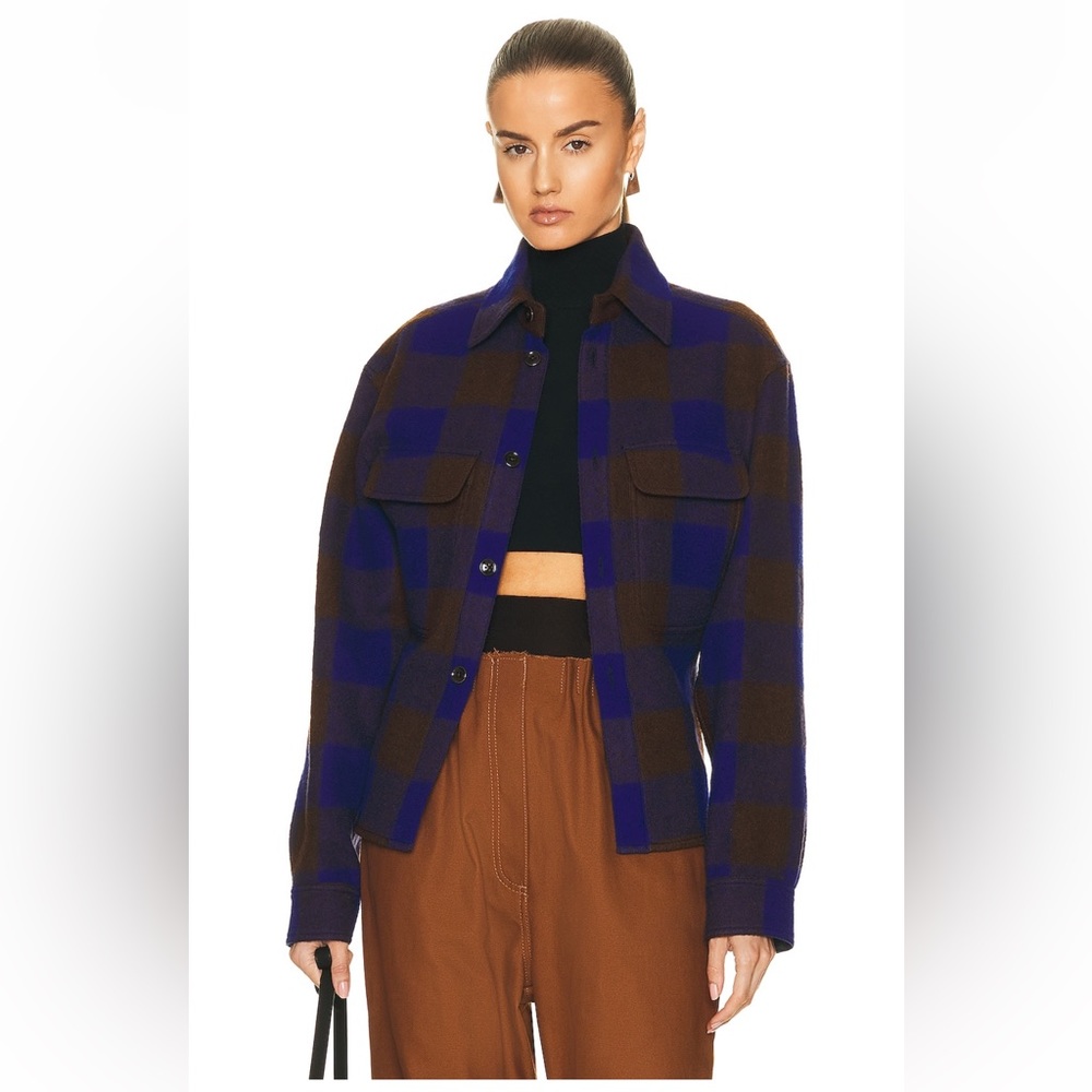 $950 Lemaire Checkered virgin wool shirt, 36
